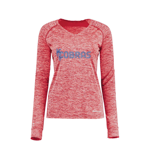 [222770.T20.XS-LOGO1] Ladies Electric Long Sleeve Shirt (Female Adult XS, Red, Logo 1)